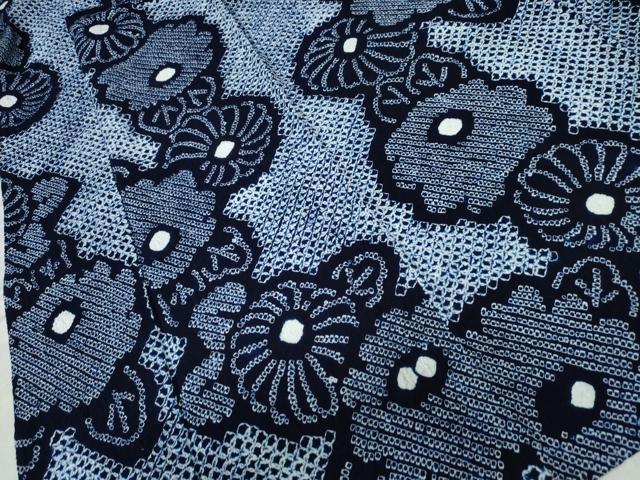 平和屋着物∴夏物 浴衣 有松鳴海絞り 舞菊文 綿 逸品 CAAW0837ng