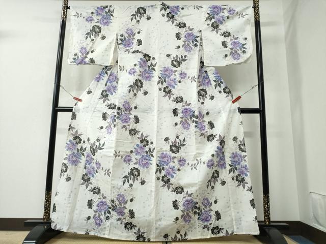 平和屋着物∴夏物 浴衣 綿絽 枝牡丹 綿 逸品 CAAW0840ng