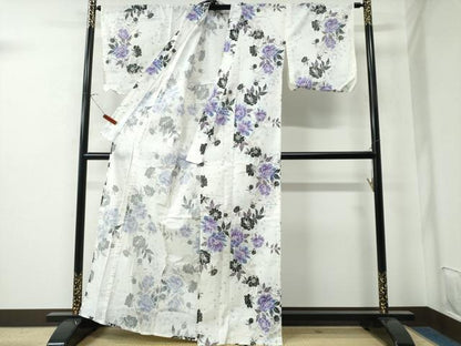 平和屋着物∴夏物 浴衣 綿絽 枝牡丹 綿 逸品 CAAW0840ng