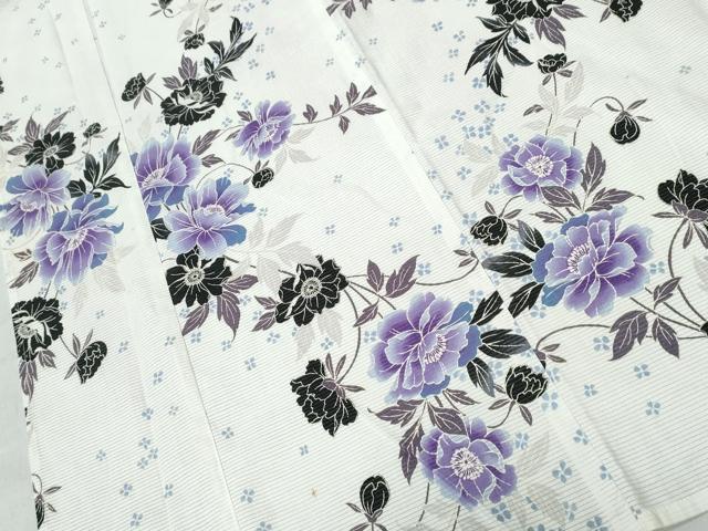 平和屋着物∴夏物 浴衣 綿絽 枝牡丹 綿 逸品 CAAW0840ng