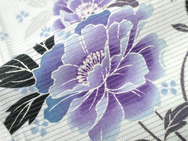 平和屋着物∴夏物 浴衣 綿絽 枝牡丹 綿 逸品 CAAW0840ng