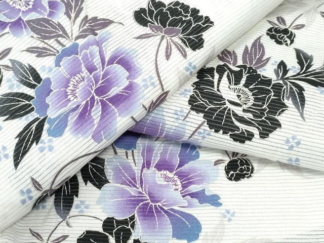 平和屋着物∴夏物 浴衣 綿絽 枝牡丹 綿 逸品 CAAW0840ng