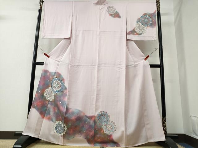 平和屋着物▽訪問着 単衣 道長正倉院花文 暈し染め 金銀彩 正絹 逸品 未使用 CAAW0842ng