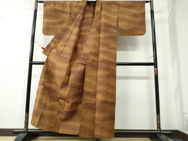 平和屋着物▽上質な紬 単衣 霞文 正絹 逸品 CAAW0844ng