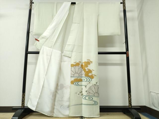 平和屋着物▽豪華色留袖 単衣 駒刺繍 流水菊文 金彩 正絹 逸品 CAAW0845ng