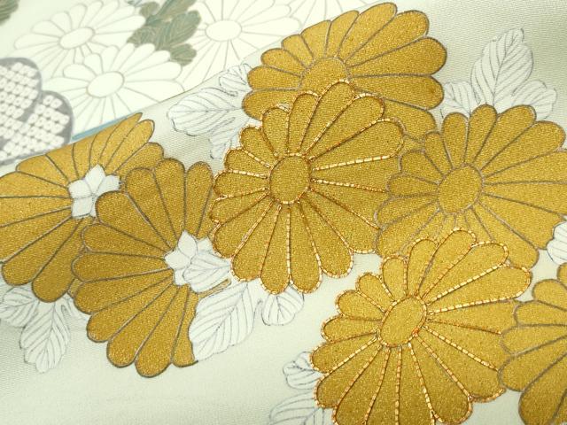平和屋着物▽豪華色留袖 単衣 駒刺繍 流水菊文 金彩 正絹 逸品 CAAW0845ng