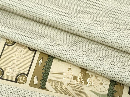 平和屋着物▽大島紬　単衣　白大島　100亀甲　証紙付き　正絹　逸品　CAAW0846ng