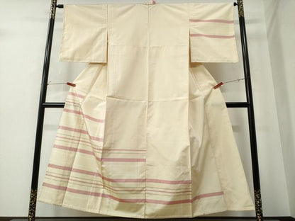 平和屋着物▽訪問着 単衣 紬地 横段文 正絹 逸品 CAAW0848ng