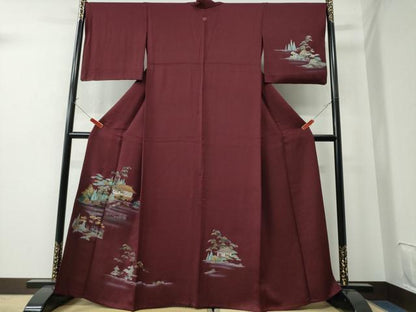 平和屋着物▽訪問着　単衣　名所風景文　金彩　正絹　逸品　CAAW0850ng