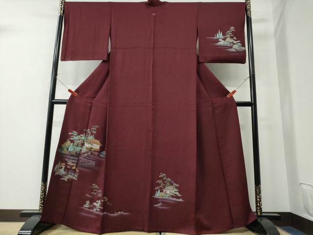 平和屋着物▽訪問着　単衣　名所風景文　金彩　正絹　逸品　CAAW0850ng