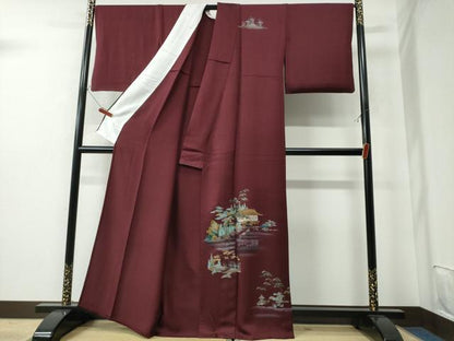 平和屋着物▽訪問着　単衣　名所風景文　金彩　正絹　逸品　CAAW0850ng