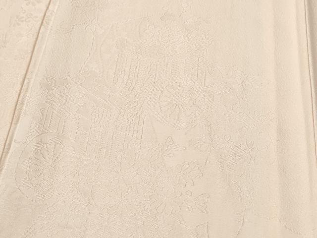 平和屋着物▽無地絵羽訪問着 単衣 御所車檜扇地紋 洗柿色 正絹 逸品 CAAW0851ng