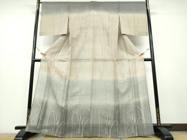 平和屋着物＊夏物 訪問着 絽紬地 手描き 水辺風景文 正絹 逸品 CAAW0885ng