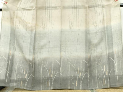 平和屋着物＊夏物 訪問着 絽紬地 手描き 水辺風景文 正絹 逸品 CAAW0885ng