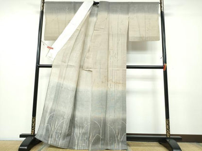 平和屋着物＊夏物 訪問着 絽紬地 手描き 水辺風景文 正絹 逸品 CAAW0885ng