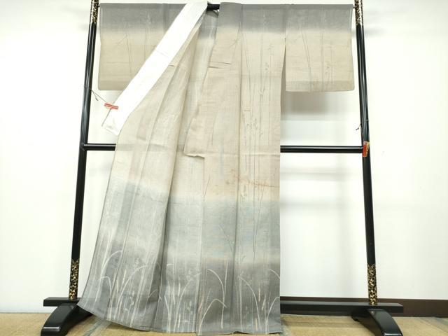 平和屋着物＊夏物 訪問着 絽紬地 手描き 水辺風景文 正絹 逸品 CAAW0885ng