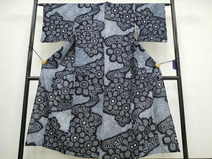 平和屋着物∴夏物 浴衣 有松鳴海絞り 流水菊文 綿 逸品 CAAW0892ng