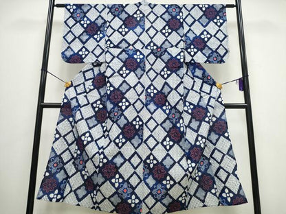 平和屋着物∴夏物 浴衣 有松鳴海絞り 花菱文 綿 逸品 CAAW0894ng