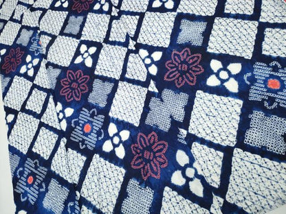 平和屋着物∴夏物 浴衣 有松鳴海絞り 花菱文 綿 逸品 CAAW0894ng