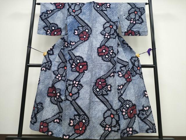 平和屋着物∴夏物 浴衣 有松鳴海絞り 舞花文 綿 逸品 CAAW0896ng