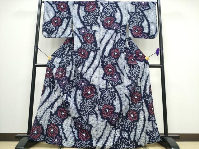 平和屋着物∴夏物 浴衣 有松鳴海絞り 流水枝椿 綿 逸品 CAAW0898ng