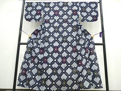平和屋着物∴夏物　浴衣　有松鳴海絞り　天井花文　綿　逸品　CAAW0900ng