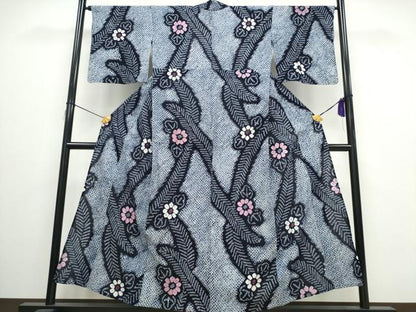 平和屋着物∴夏物 浴衣 有松鳴海絞り 舞葉菊文 綿 逸品 CAAW0903ng