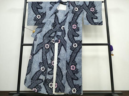 平和屋着物∴夏物 浴衣 有松鳴海絞り 舞葉菊文 綿 逸品 CAAW0903ng