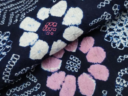 平和屋着物∴夏物 浴衣 有松鳴海絞り 舞葉菊文 綿 逸品 CAAW0903ng