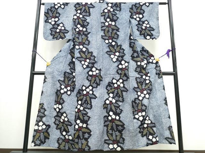 平和屋着物∴夏物 浴衣 有松鳴海絞り 草花文 綿 逸品 CAAW0904ng