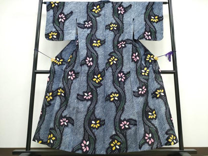 平和屋着物∴夏物 浴衣 有松鳴海絞り 草花文 綿 逸品 CAAW0907ng