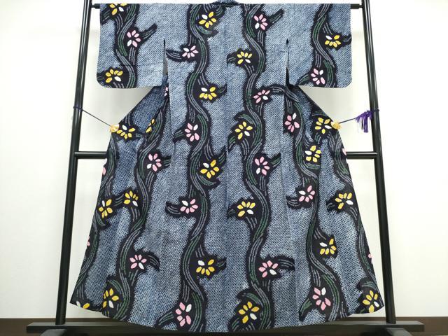 平和屋着物∴夏物 浴衣 有松鳴海絞り 草花文 綿 逸品 CAAW0907ng