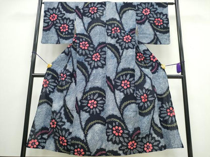 平和屋着物∴夏物　浴衣　有松鳴海絞り　草花文　綿　逸品　CAAW0913ng
