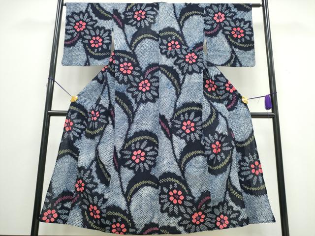 平和屋着物∴夏物　浴衣　有松鳴海絞り　草花文　綿　逸品　CAAW0913ng