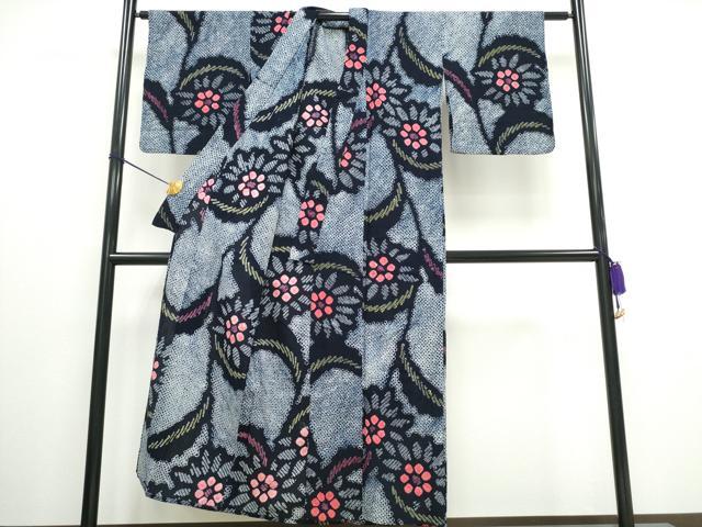 平和屋着物∴夏物　浴衣　有松鳴海絞り　草花文　綿　逸品　CAAW0913ng