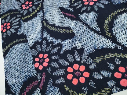 平和屋着物∴夏物　浴衣　有松鳴海絞り　草花文　綿　逸品　CAAW0913ng