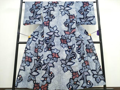 平和屋着物∴夏物 浴衣 有松鳴海絞り 花唐草文 綿 逸品 CAAW0916ng