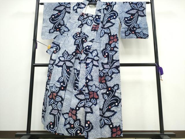 平和屋着物∴夏物 浴衣 有松鳴海絞り 花唐草文 綿 逸品 CAAW0916ng