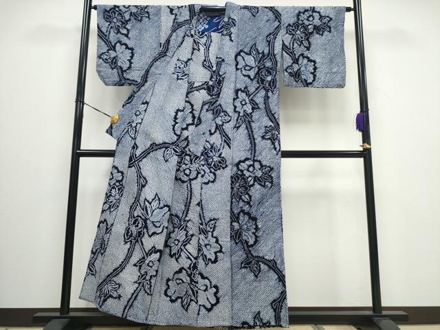 平和屋着物∴夏物 浴衣 有松鳴海絞り 枝牡丹 綿 逸品 CAAW0919ng