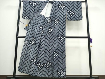 平和屋着物∴夏物 浴衣 有松鳴海絞り 檜垣七宝文 綿 逸品 CAAW0921ng