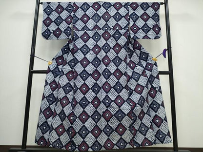 平和屋着物∴夏物　浴衣　有松鳴海絞り　花菱文　綿　逸品　CAAW0923ng
