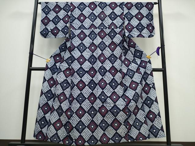 平和屋着物∴夏物　浴衣　有松鳴海絞り　花菱文　綿　逸品　CAAW0923ng