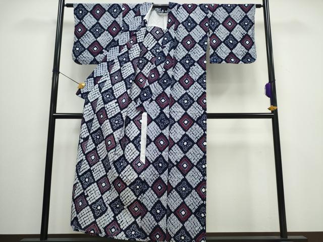 平和屋着物∴夏物　浴衣　有松鳴海絞り　花菱文　綿　逸品　CAAW0923ng