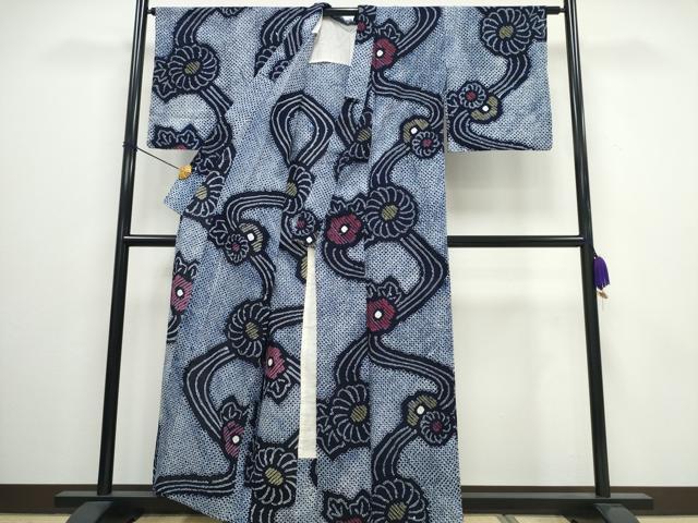 平和屋着物∴夏物 浴衣 有松鳴海絞り 流水ねじ菊文 綿 逸品 CAAW0925ng