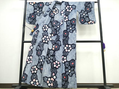平和屋着物∴夏物 浴衣 有松鳴海絞り 舞菊文 綿 逸品 CAAW0927ng