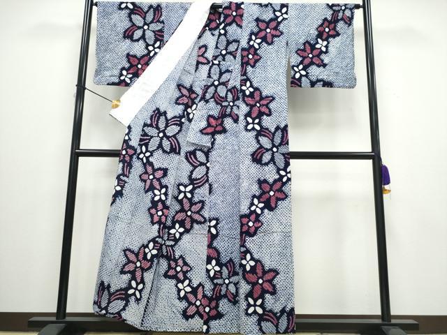 平和屋着物∴夏物 浴衣 有松鳴海絞り 舞花文 綿 逸品 CAAW0928ng
