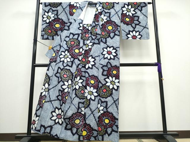 平和屋着物∴夏物 浴衣 有松鳴海絞り 切嵌菊文 綿 逸品 CAAW0929ng