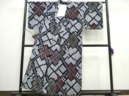 平和屋着物∴夏物 浴衣 有松鳴海絞り 幾何学文様 綿 逸品 未使用 CAAW0930ng