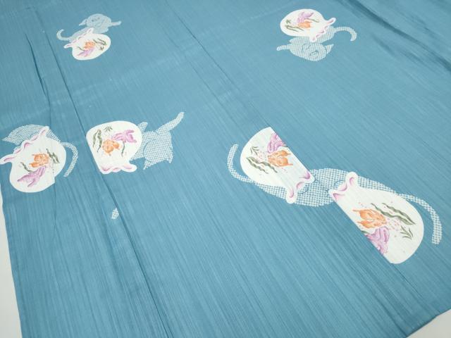 平和屋着物∴夏物 浴衣 金魚 綿 逸品 CAAW0931ng