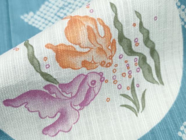 平和屋着物∴夏物 浴衣 金魚 綿 逸品 CAAW0931ng